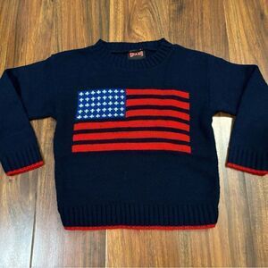 Grand Knitwear USA American Flag vintage navy sweater